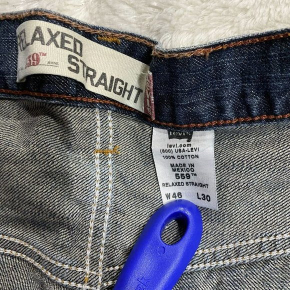 Levi's 559 Men Blue Cotton Relaxed Straight Fit Leg High-Rise Jeans Size W46/L30 - Picture 10 of 11